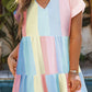 Plus Size Color Block Tiered High Waist Mini Dress