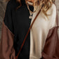 Color Block Exposed Seam Loose Fit Sweater