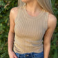 Ribbed Knit Crew Neck Tank Top