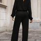 Solid Ribbed Knit Keyhole Back High Waist Jumpsuit