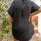Black Plus Size Crinkle Textured Short Sleeve Shirt
