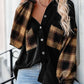 Plaid Patchwork Chest Pockets Oversized Shirt Jacket
