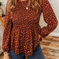 Floral Smocked Bust Ruffled Peplum Blouse