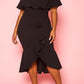 Ruffled Off Shoulder High Low Plus Size Dress