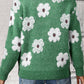 Floral Pattern Half Zip Drop Shoulder Sweater