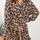 Leopard Print Long Sleeve Shirt and Shorts Pajama Set