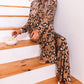 Leopard Print Long Sleeve Pullover and Pants Outfit