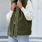 Snap Button Pocketed Sherpa Vest Jacket