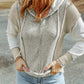 Long Sleeve Textured Knit Patchwork Hoodie