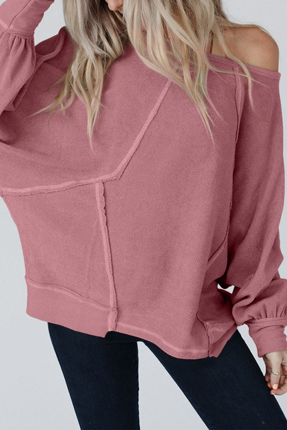 Exposed Seam Patchwork Dolman Sleeve Top