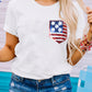 American Flag Sequin Pocket Patched T Shirt