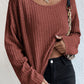 Lettuce Cuffs Drop Shoulder Loose Ribbed Knit Top
