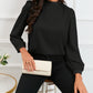 Color Block Bow Back Mock Neck Blouse