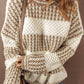 Stripe Drop Shoulder Round Neck Loose Sweater