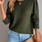 Lace Patchwork V Neck Waffle Knit Top