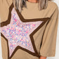Floral Star Patchwork 3/4 Long Sleeve Top
