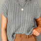 Crew Neck Cable Knit Short Sleeve Sweater