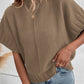 Mock Neck Batwing Short Sleeve Knit Sweater