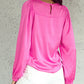 Satin Puff Long Sleeve Crewneck Blouse