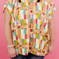 Geometric Print V Neck Plus Size T Shirt