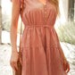 Ruffled Sleeves Drawstring Tunic Mini Dress