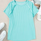 Ribbed Exposed Seam Casual Plus Size T Shirt