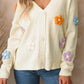 Cute Flower Embellished Buttoned Cardigan Sweater