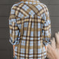Drop Shoulder Rounded Hem Plaid Pattern Shirt
