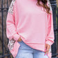 Exposed Seam Leopard Splicing Plus Size Sweatshirt
