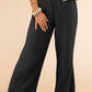Textured High Waist Wide Leg Plus Size Pants
