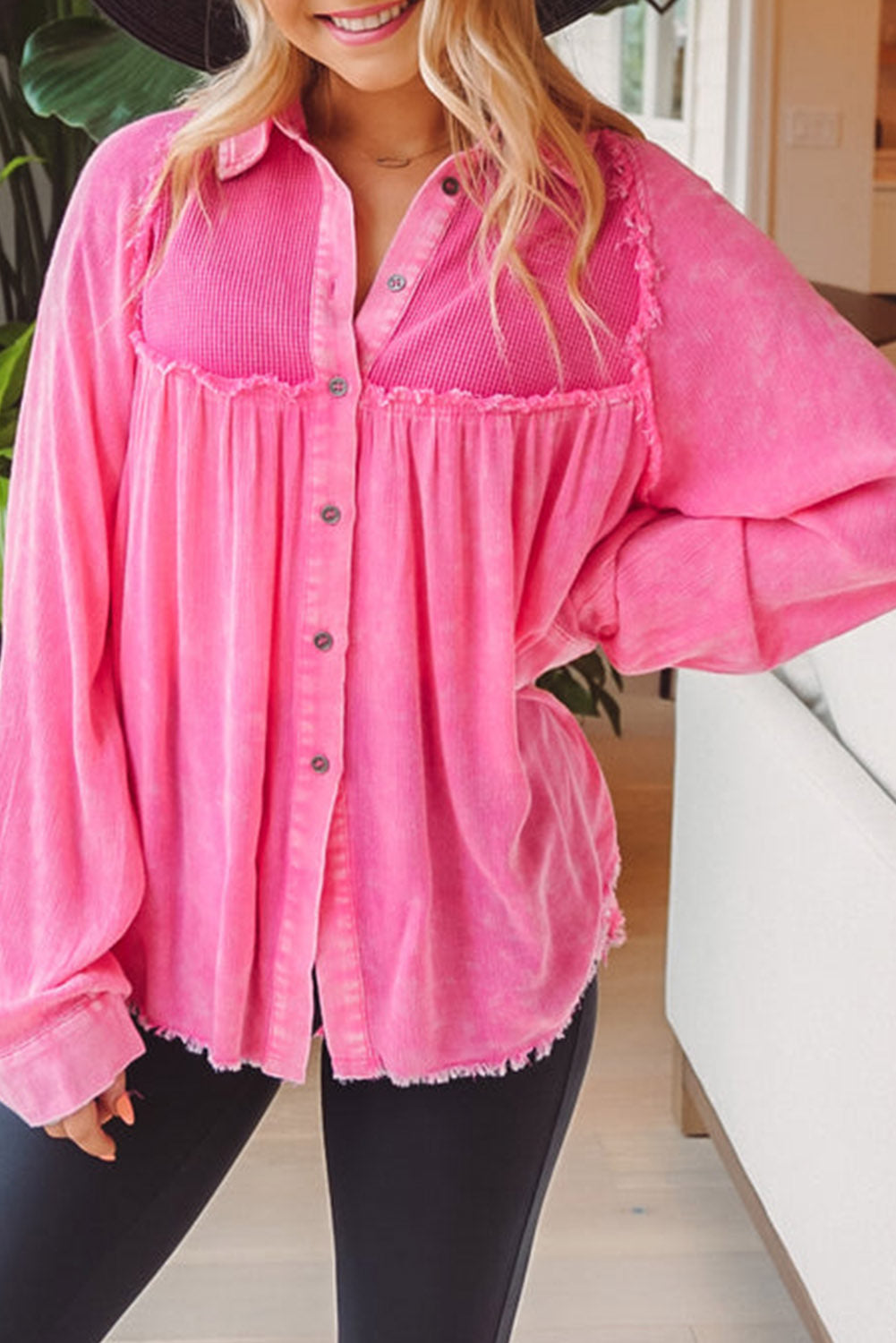Vintage Washed Frayed Patchwork Corduroy Shirt