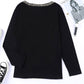 Glitter V Neck Chest Pocket Long Sleeve Top