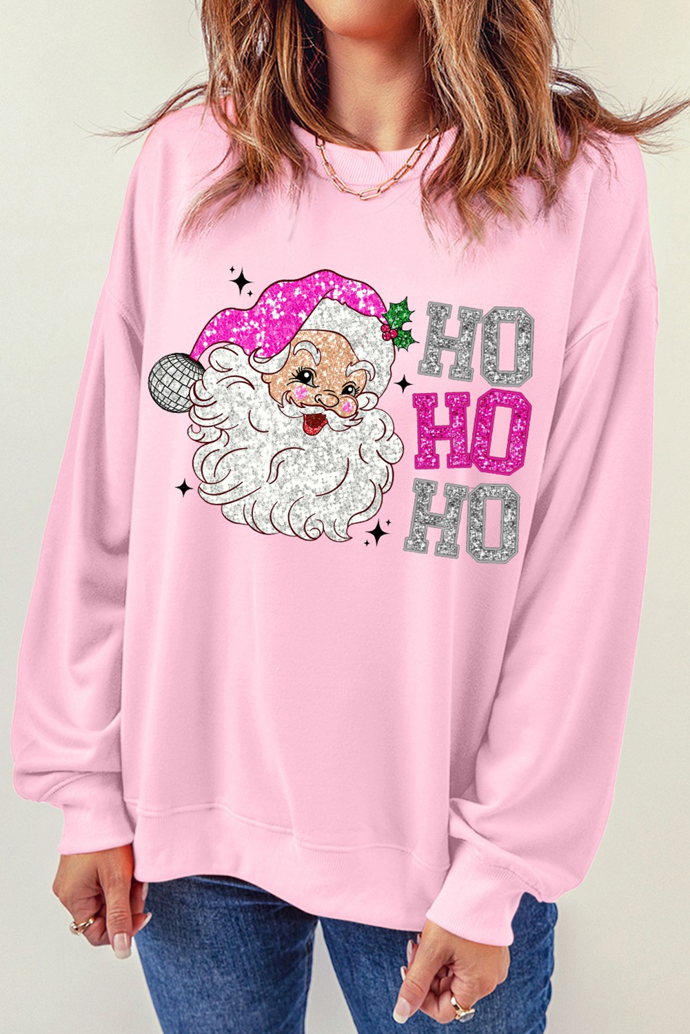 Santa Claus HO HO HO Christmas Graphic Sweatshirt