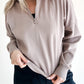 Zipped Neck Pullover Drop Shoulder Sweatshirt