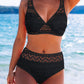 Lace Crochet V Neck High Waist Bikini Swimsuit