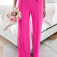 Rhinestone Buckle Sash Wide Leg Pants