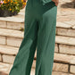 Crinkle Textured Drawstring High Waist Wide Leg Pants