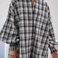 Bishop Sleeve Plaid Oversized Shirt