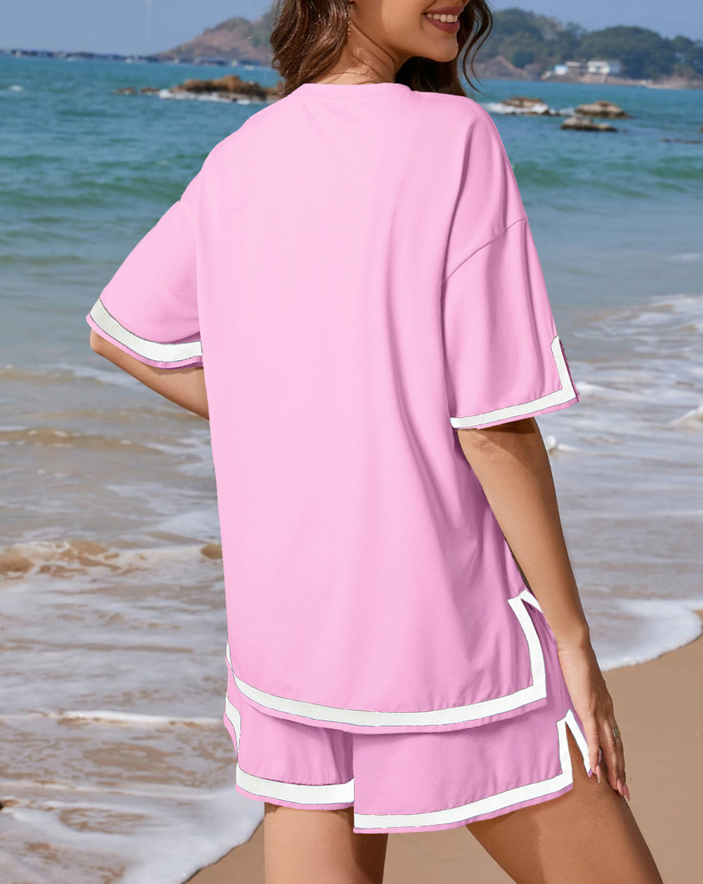 Contrast Trim Tee and Shorts Set