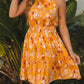 Yellow Sleeveless Smocked Waist Floral Dress