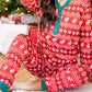Christmas Print Henley Top Pajama Set