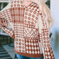 Mixed Pattern V-Neck Oversized Sweater