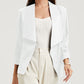 Solid Lapel Collar Satin Blazer