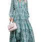 Bohemian Paisley Print Long Sleeve Tiered Maxi Dress