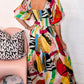 Square Neck Smocked Abstract Print Boho Maxi Dress