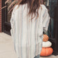 Oversized Chest Pockets Puff Sleeve High Low Shirt