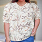 Plus Size Botanical Print Puff Sleeve Blouse