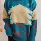 Sequin Fuzzy Christmas Tree Tinsel Elk Drop Shoulder Sweater