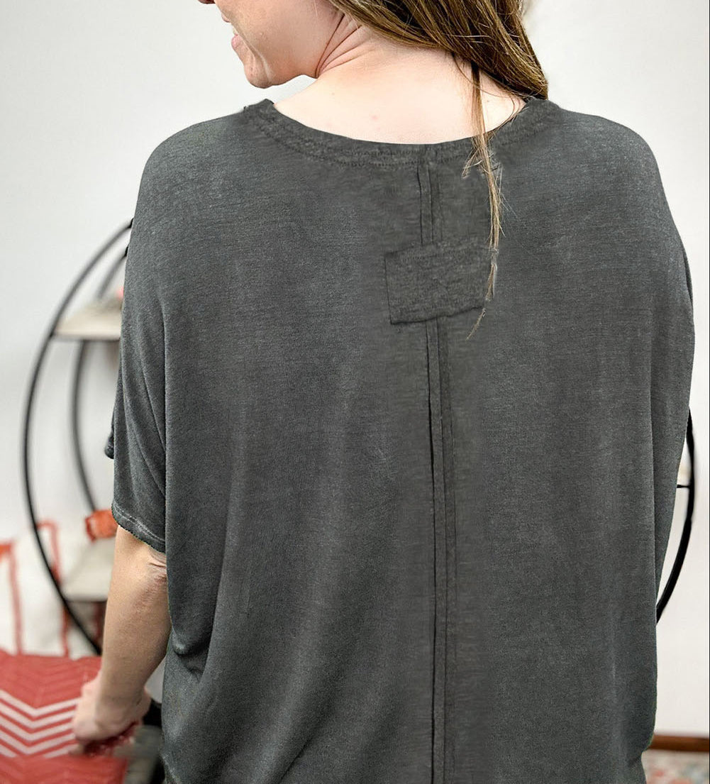 Exposed Seam Crewneck Raglan Sleeve T-Shirt