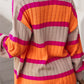 Striped Colorblock Drop Shoulder Slouchy Cardigan
